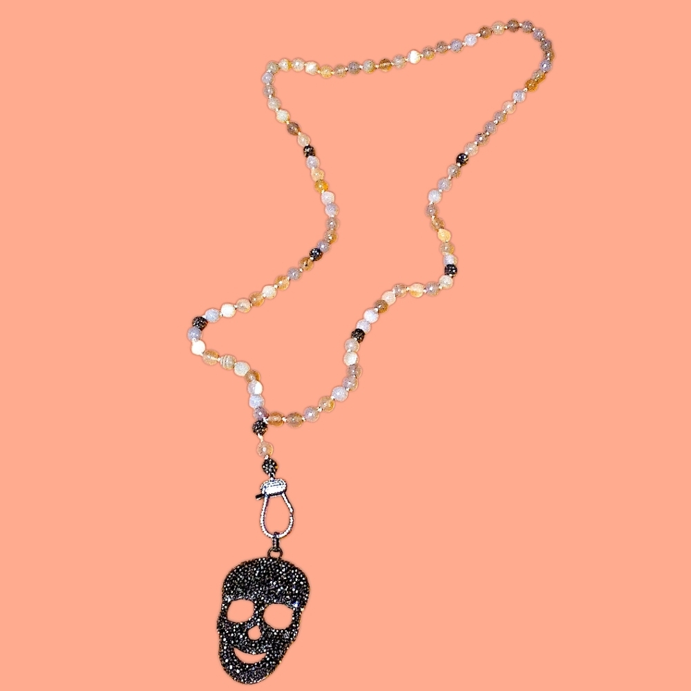 Moonstone & Hematite "Mr. Bones" Necklace/Lariat 329 ctw*